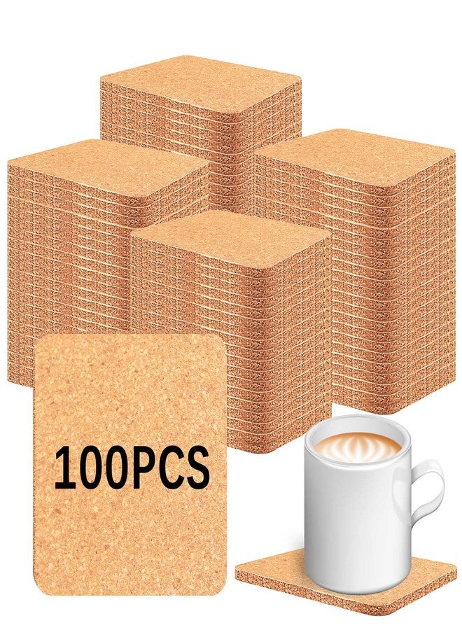 Anpuimult 100 PCS Cork Coasters Bulk, Blank Square Cork Coasters DIY Crafts, Non-Slip Heat-Resistant Reusable Coffee Coaster, Suitable for Home Desktop Decoration - Image 1